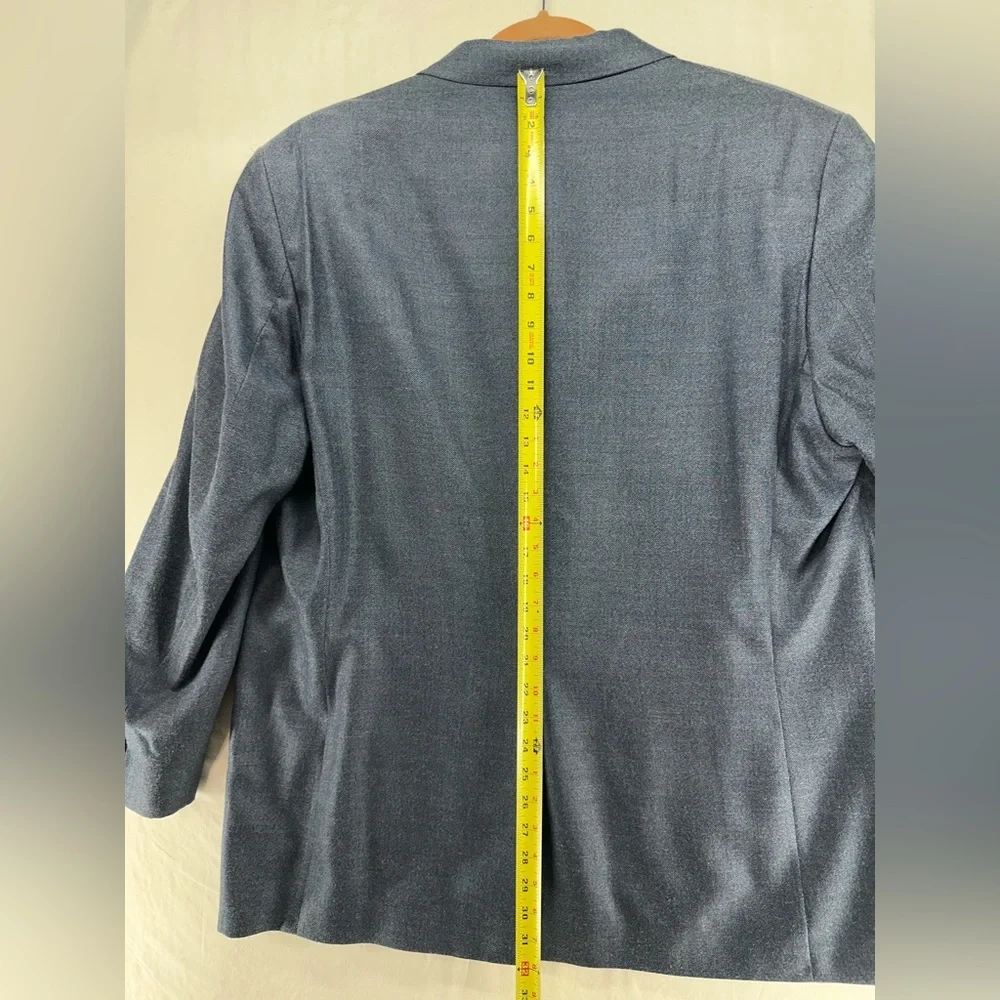 Lauren Ralph Lauren Mens Blazer Blue Herringbone‎ Silk Wool 46R Sport Coat
